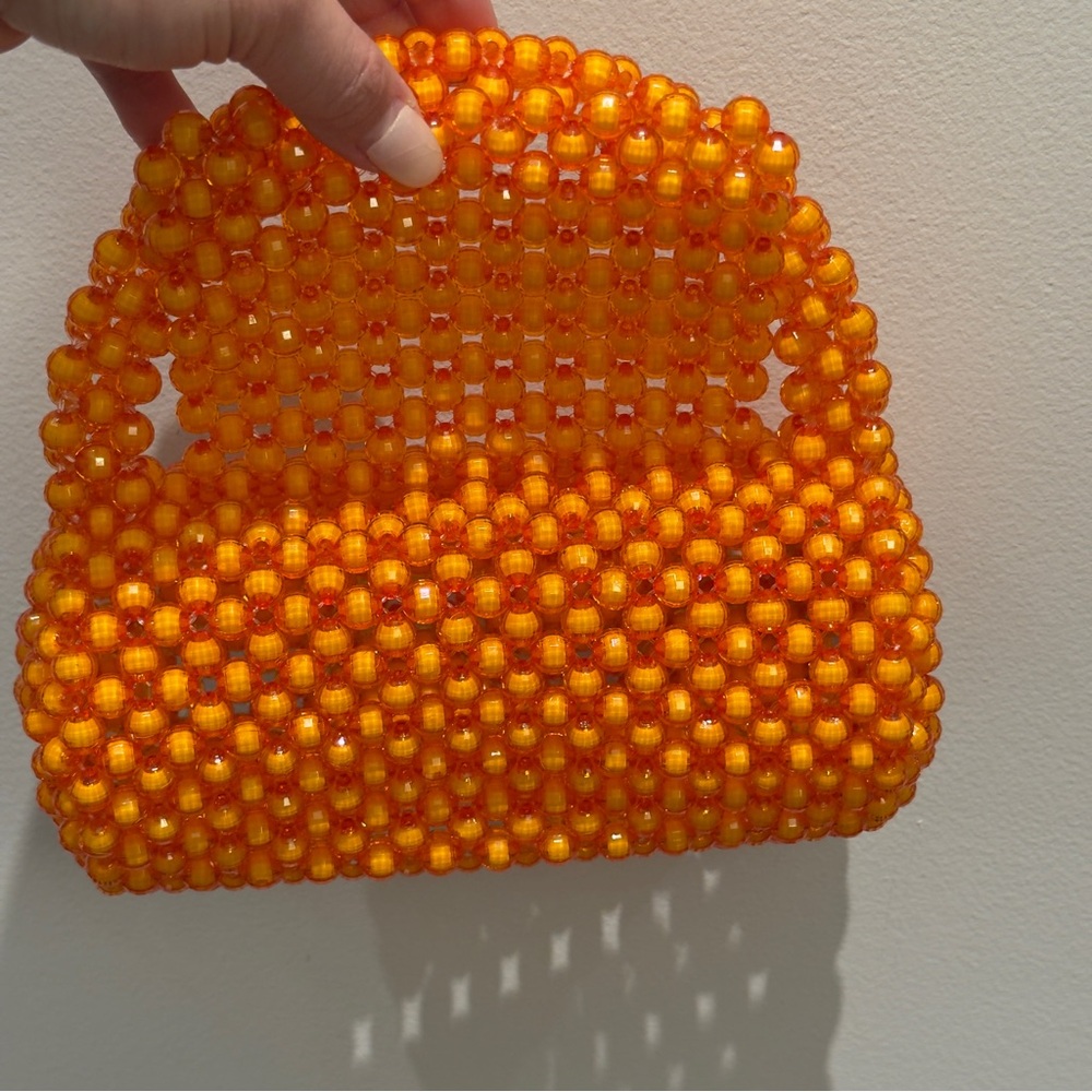 Perade Aniya Handcrafted In Nigeria Orange Glass Beaded Handbag - Picture 6 of 12